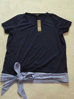 New XXS XS L J.Crew side-tie t-shirt in Navy tee